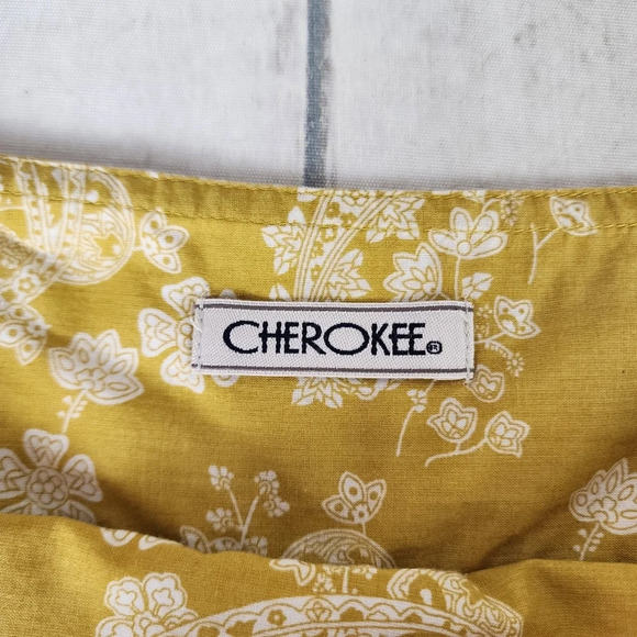 Vintage Sears Cherokee Paisley Cotton A Line Skirt Midi Goldenrod Yellow Size 12 - Picture 2 of 14